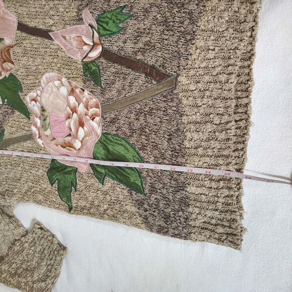 lVintage Floral Statement Knit Sweater Soft Boho Cottagecore Artsy Size Small - Picture 8 of 9